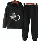Girls Heart Fleece Hoodie Tracksuit - Kin Trends