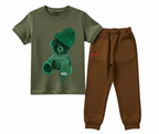 Greeny bear Color Contrast Tracksuit