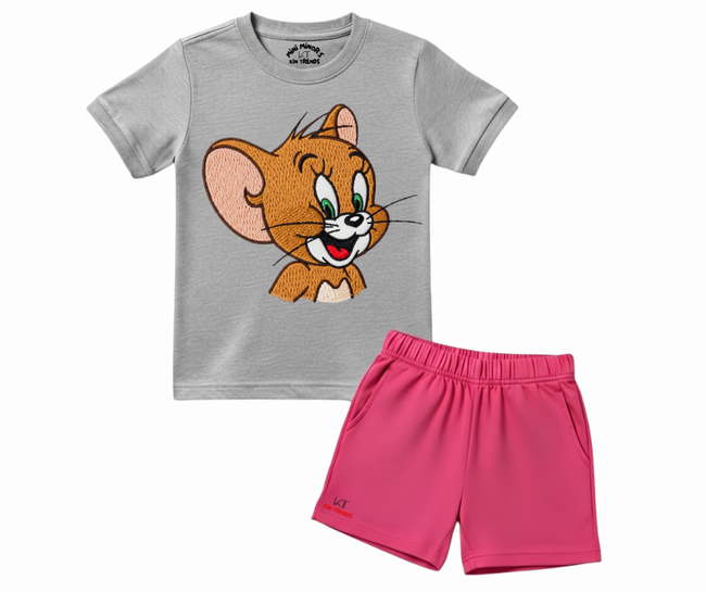 Cute Jerry Shorts Set (Not Embroidered) | Mini Minors Kin Trends Hover Image