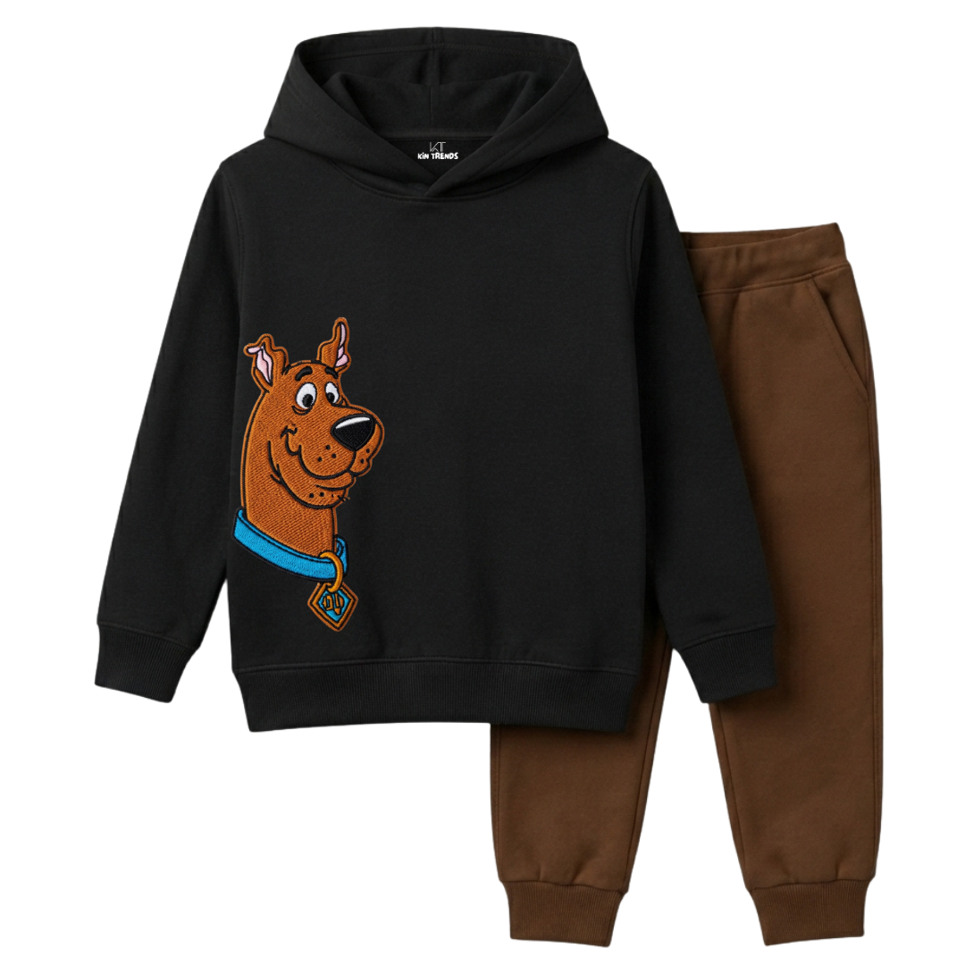 Boys Black & Brown Classic Scooby-Doo Graphic Winter Hoodie Suit