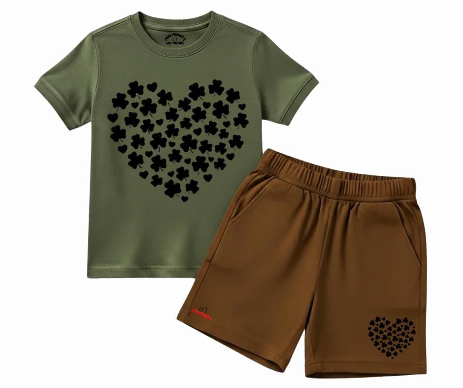 Forest Heart 2 Piece Playwear| T Shirt and shorts| Mini Minors Kintrends