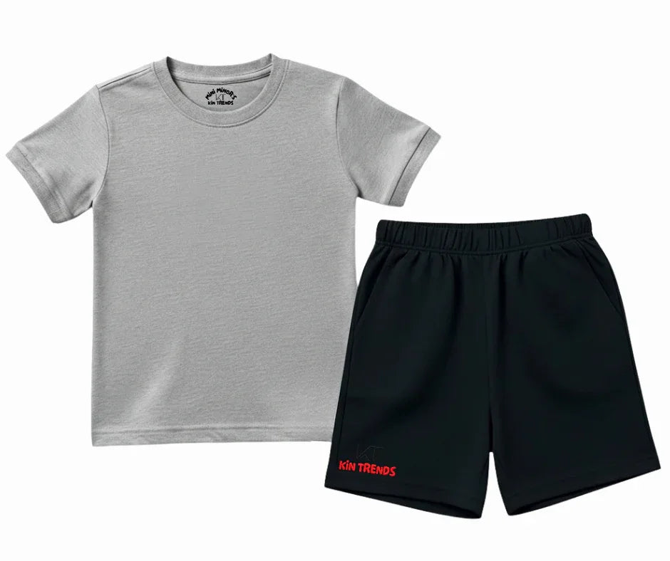 20+ Contrast Color Plain Shorts Set | Mini Minors Kintrends