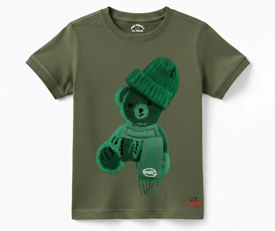 Greeny Bear Tee (Not Embroidered) Kids T shirt | Mini Minors Kin Trends | Kintrends