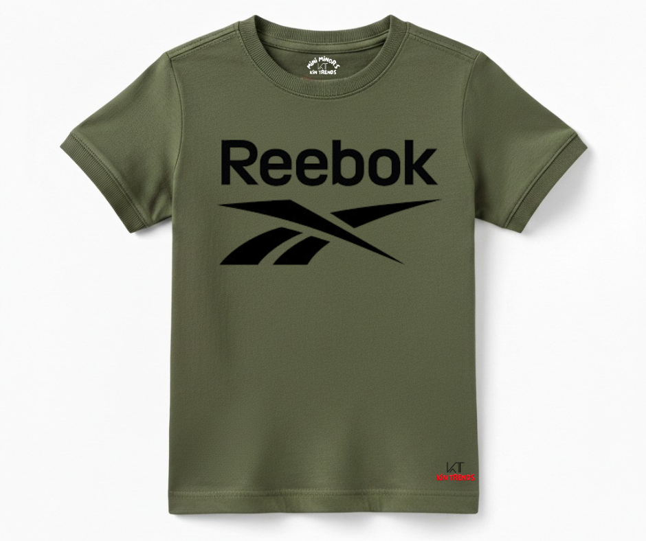 Kids Olive Green RBK T Shirt | Mini Minors Kintrends