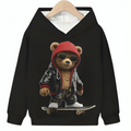 Savage Skater Bear Fleece Hoodie - Kin Trends