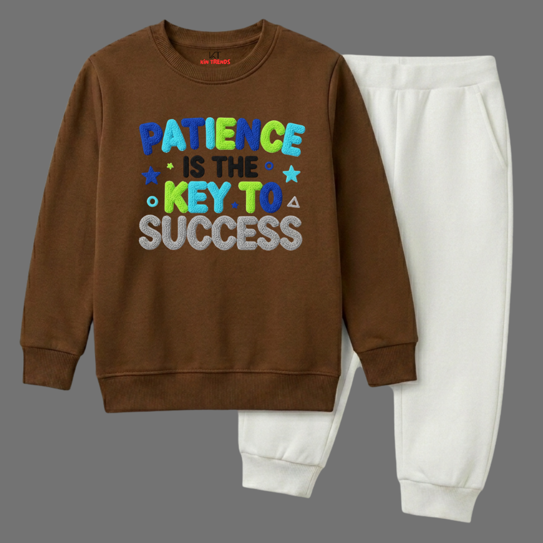 Kids Warm Winter Sweatshirt Set – Motivational Quotes Printed Dress
