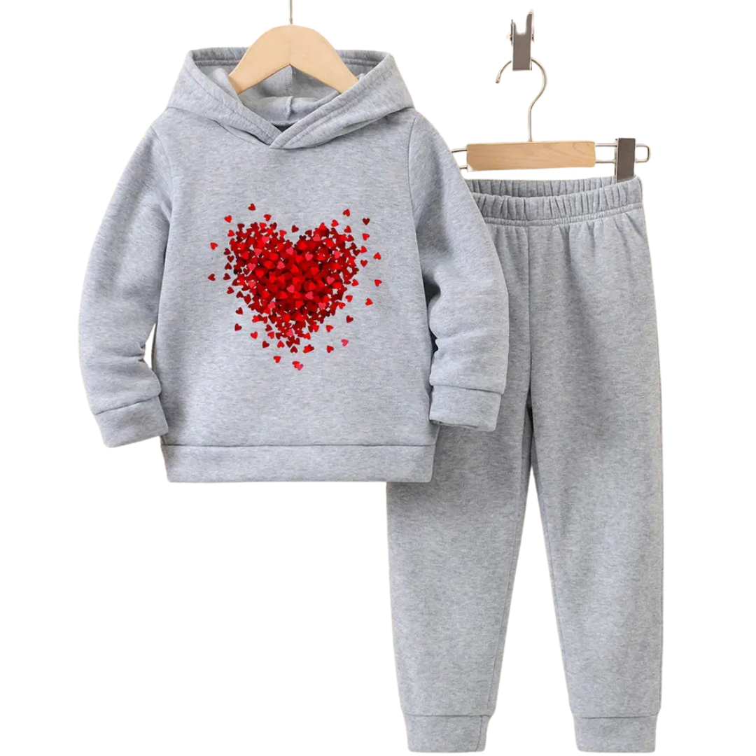 New Red Heart Hoodie Tracksuit