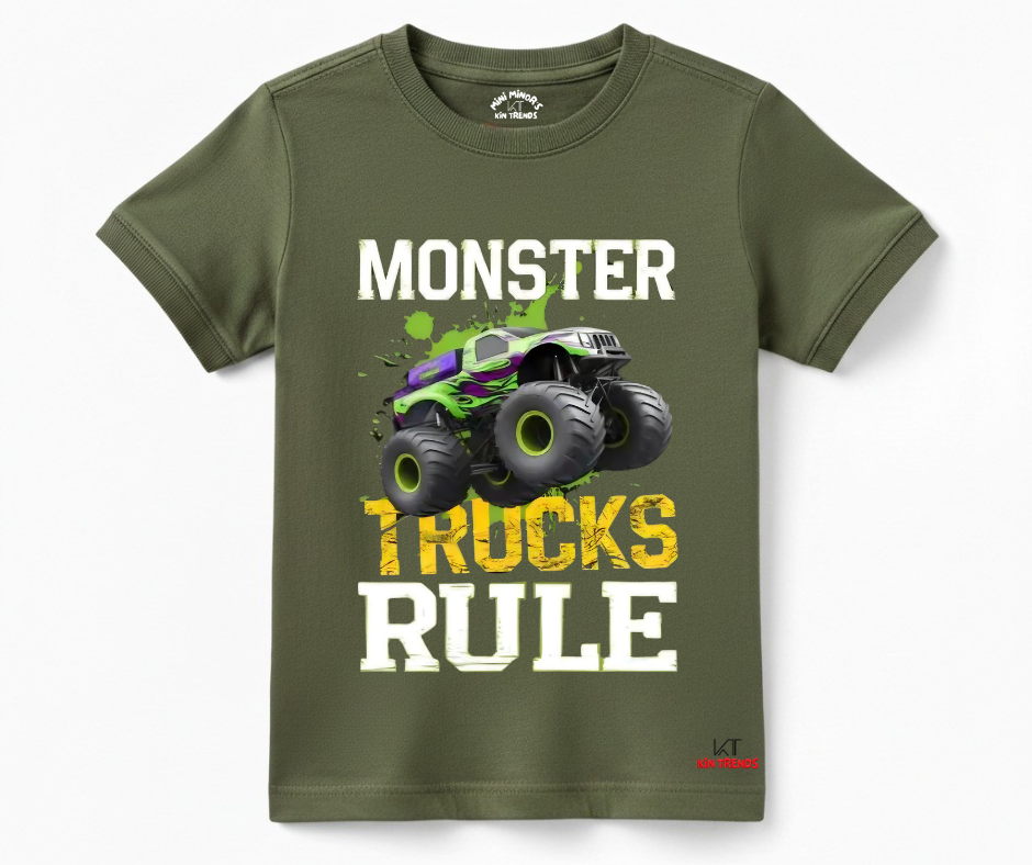 Monster Trucks Rule Tee | Kids T shirt | Mini Minors Kin Trends | Kintrends