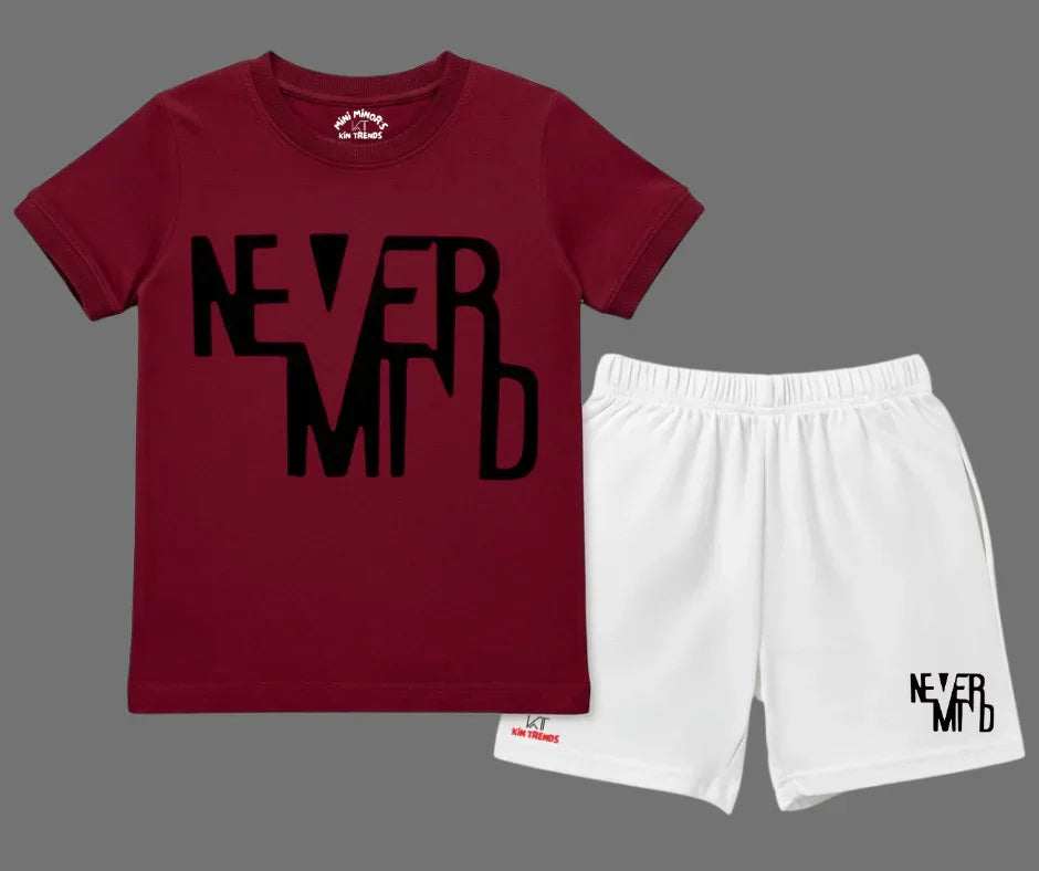 Never Mind T Shirt & Shorts Combo  | Mini Minors Kintrends
