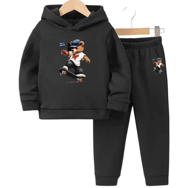Skater Bear Multiple Fleece Hoodie Tracksuit - Kin Trends