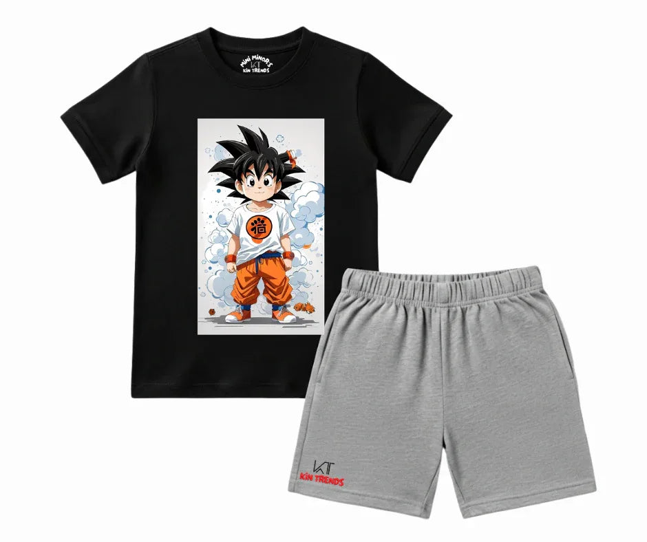 The Goku Graphic Summer Set| Kids T shirt and shorts| Mini Minors Kintrends
