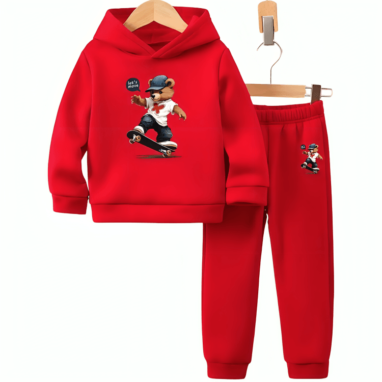 Skater Bear Multiple Fleece Hoodie Tracksuit - Kin Trends