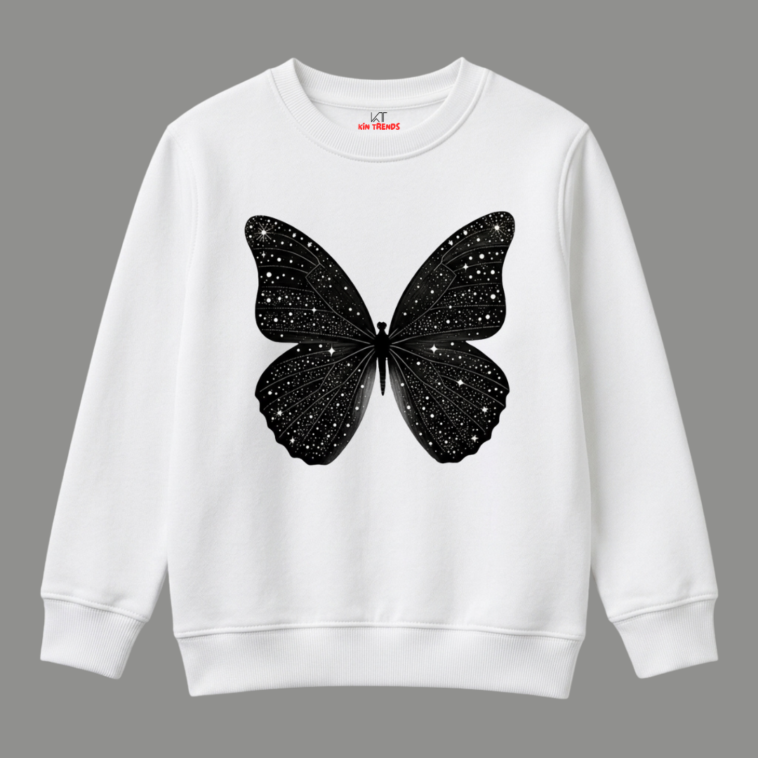 Cosmic Starry Night Pattern Butterfly Crewneck Sweatshirt