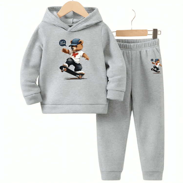 Skater Bear Multiple Fleece Hoodie Tracksuit - Kin Trends