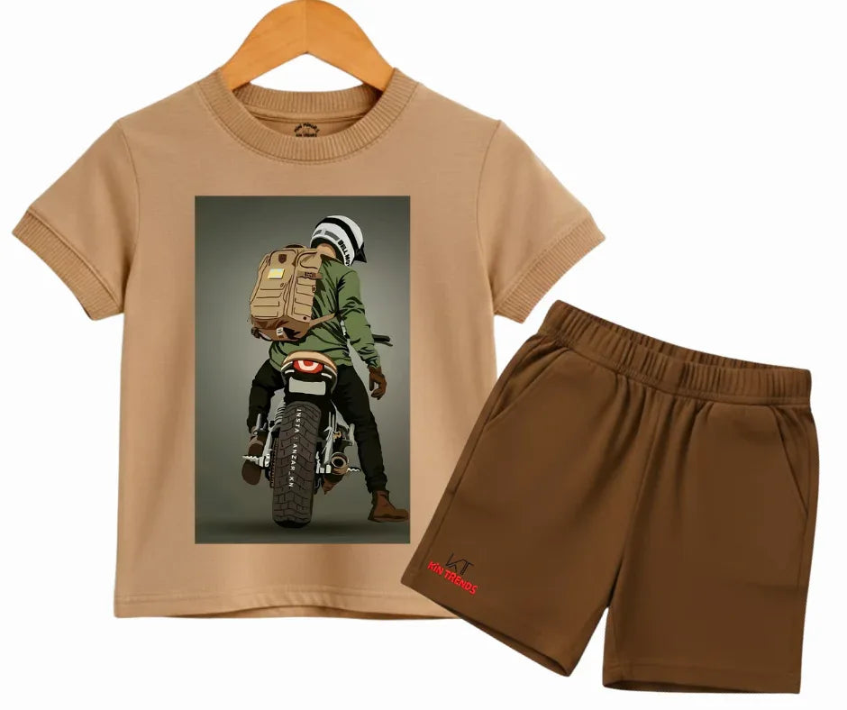 The Road King Biker Shorts Set| Kids T shirt and shorts| Mini Minors Kintrends