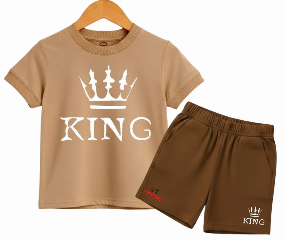 The King 2 Piece Playwear| T Shirt and shorts| Mini Minors Kintrends