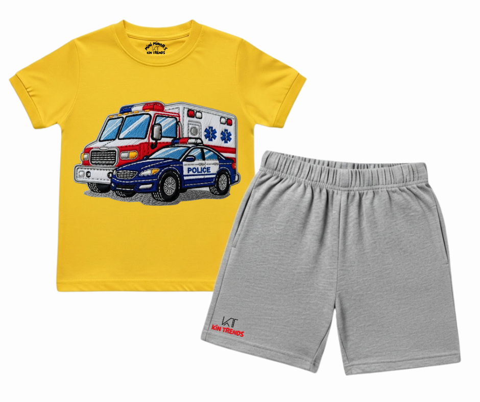 Ambulance & Police Shorts Set (Not Embroidered) | Mini Minors Kin Trends