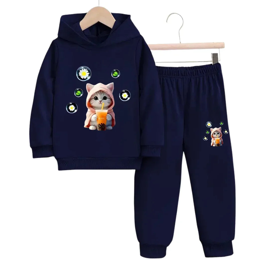 Cutest Cat Fleece Hoodie Tracksuit - Kin Trends