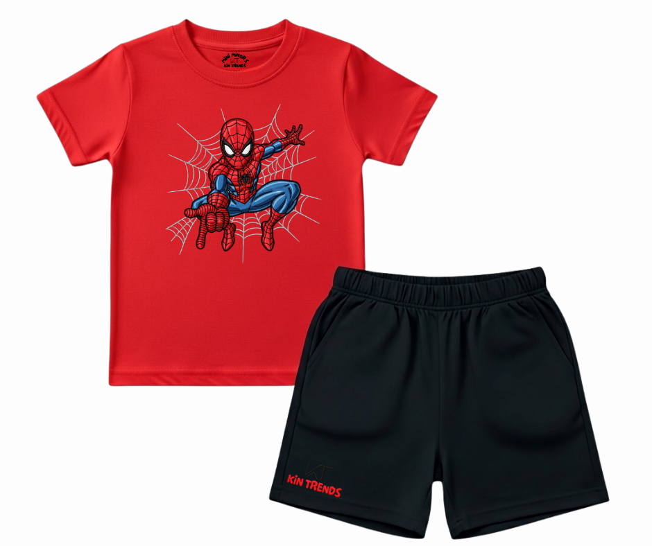 CC Spiderman D1 Shorts Set (Not Embroidered) Kids T shirt and shorts