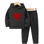 New Red Heart Hoodie Tracksuit