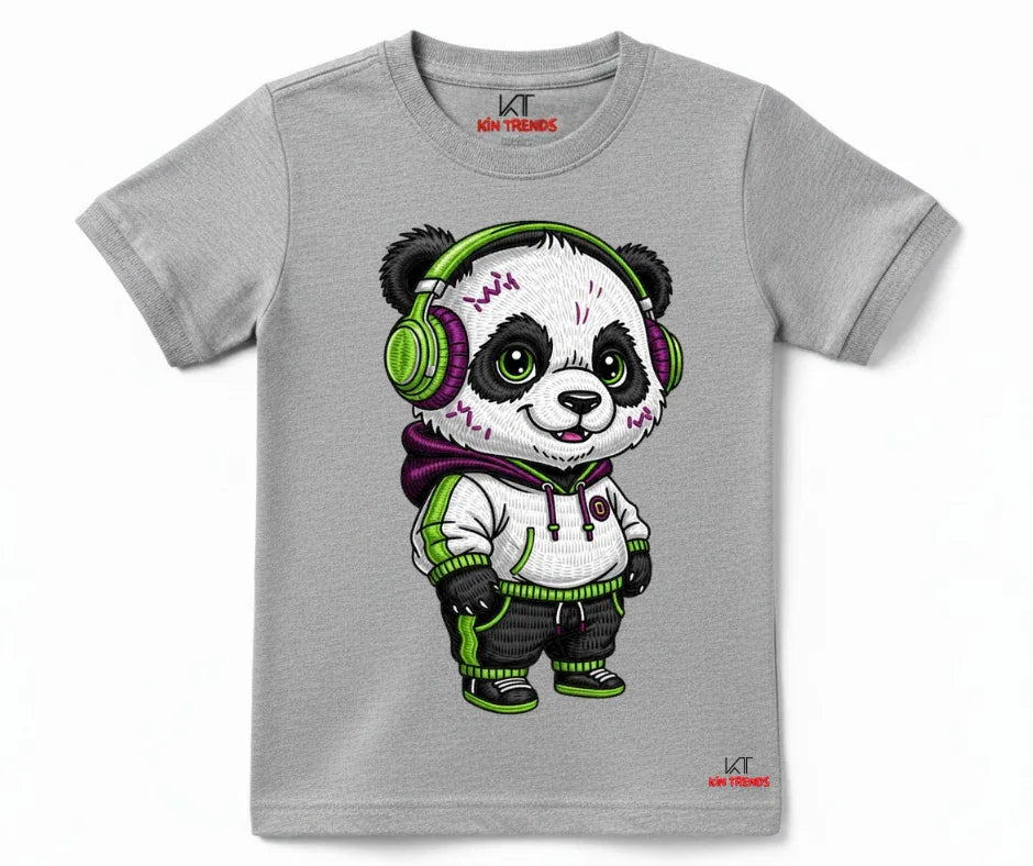 Urban Panda with Headphones Graphic T Shirt | Mini Minors Kintrends