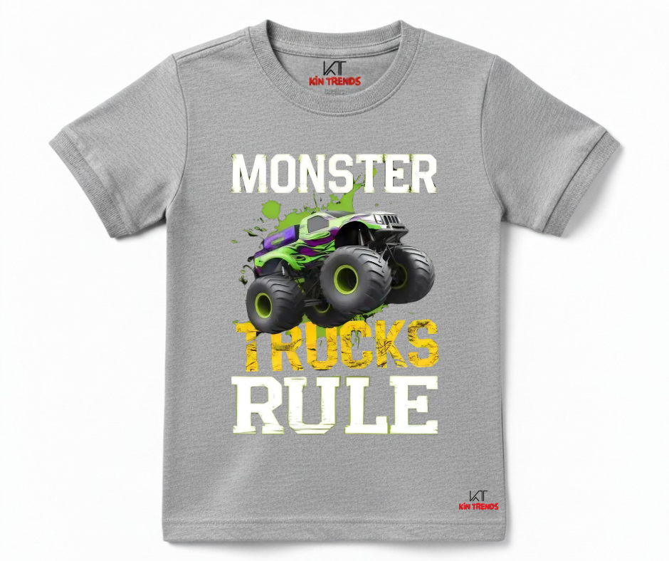 Monster Trucks Rule Tee | Kids T shirt | Mini Minors Kin Trends | Kintrends