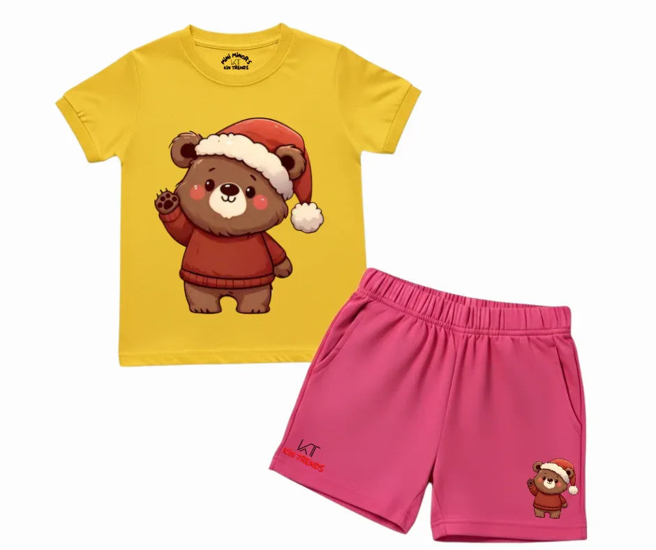 Santa Bear T Shirt & Shorts Combo  | Mini Minors Kintrends