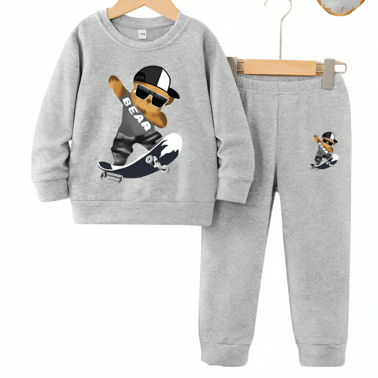 Skater Bear Fleece Tracksuit - Kin Trends