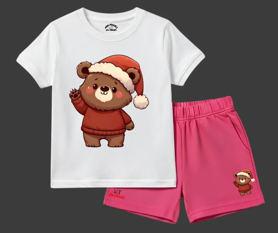 Santa Bear T Shirt & Shorts Combo  | Mini Minors Kintrends