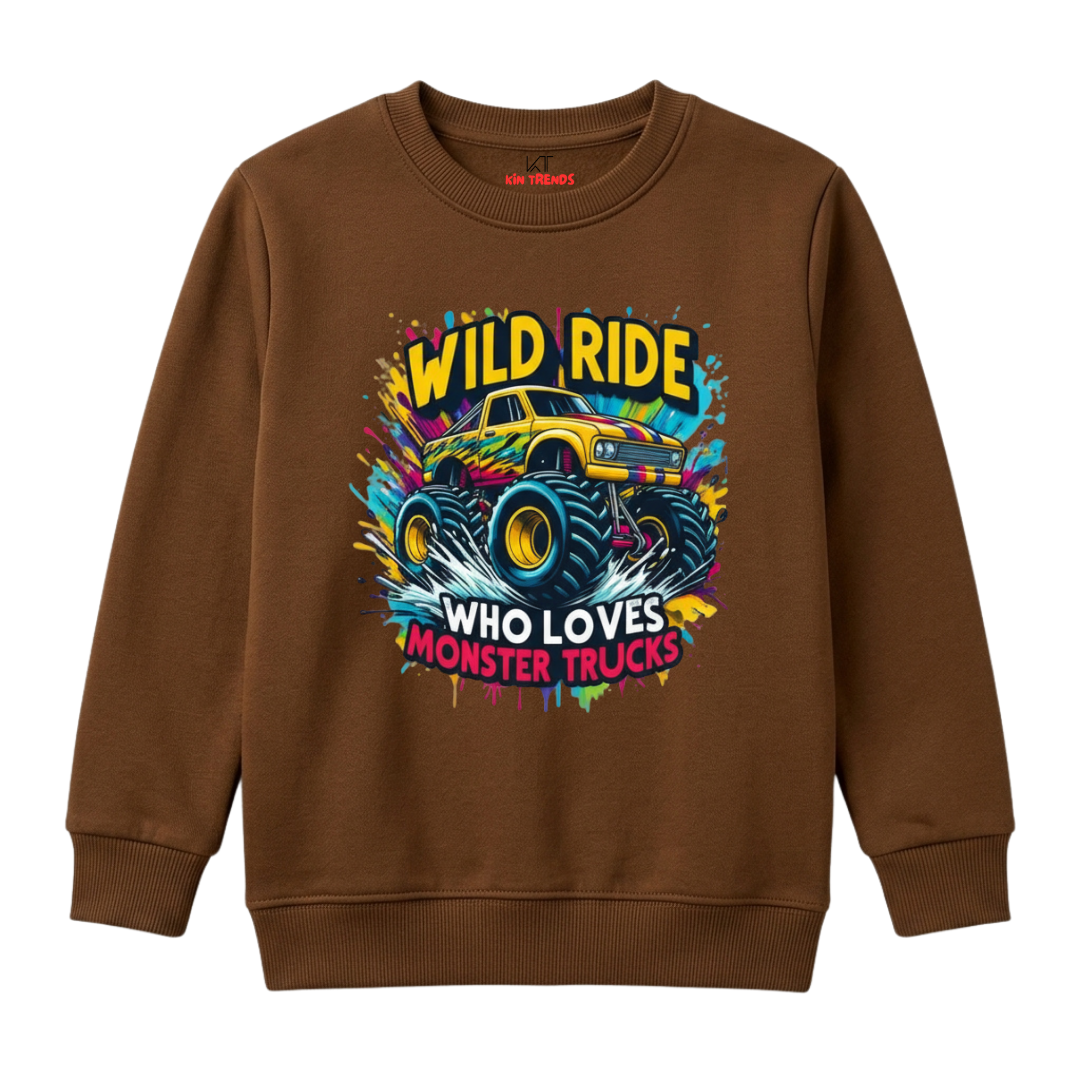 Wild Ride Monster Trucks Colorful Splash Sweatshirt