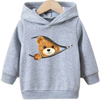 Shy Bear Fleece Hoodie Warm Fleece Hoodies For Kids - Kin Trends