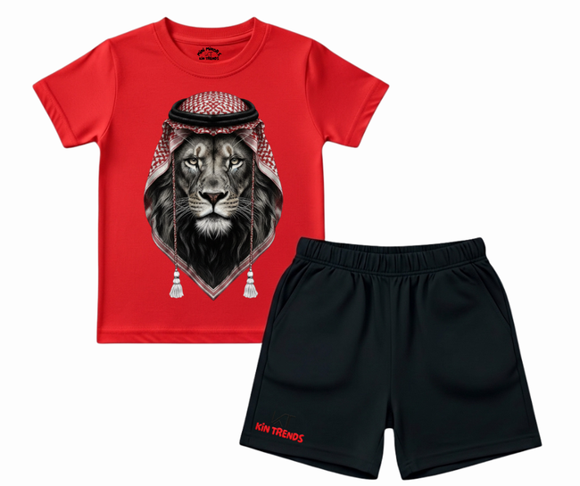 Arabic Lion Shorts Set (Not Embroidered) | Mini Minors Kintrends Hover Image