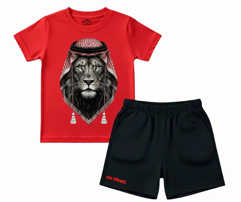 Arabic Lion Shorts Set (Not Embroidered) | Mini Minors Kintrends