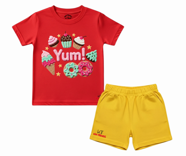 Yum Shorts Set (Not Embroidered) | Mini Minors Kintrends Hover Image