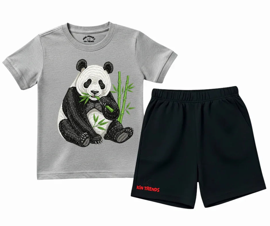 Giant Panda Shorts Set (Not Embroidered) | Mini Minors Kintrends