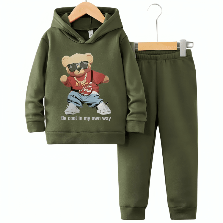 Be Cool King Bear Hoodie Tracksuit - Kin Trends