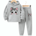 Girls Cat Fleece Hoodie Tracksuit - Kin Trends