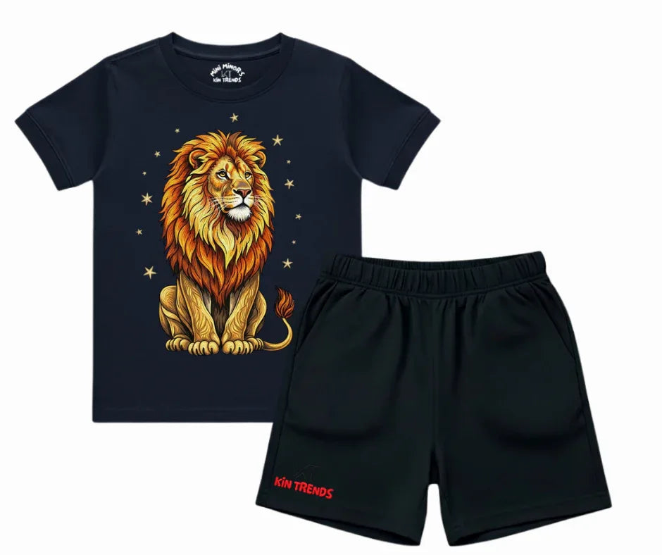 Golden Lion Shorts Set (Not Embroidered) | Mini Minors Kintrends