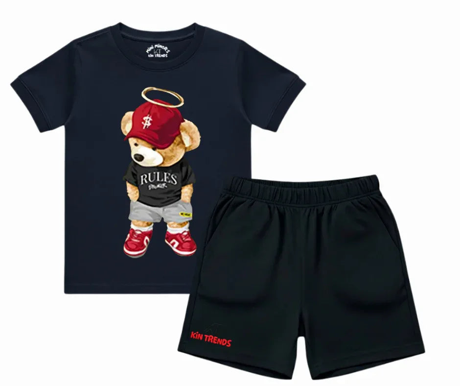 Rules Rebel Bear Shorts Set | Mini Minors Kintrends