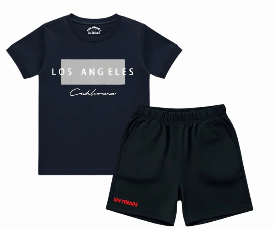 LOS ANGELES Graphic Summer Set |Kids T shirt and shorts | Mini Minors Kintrends