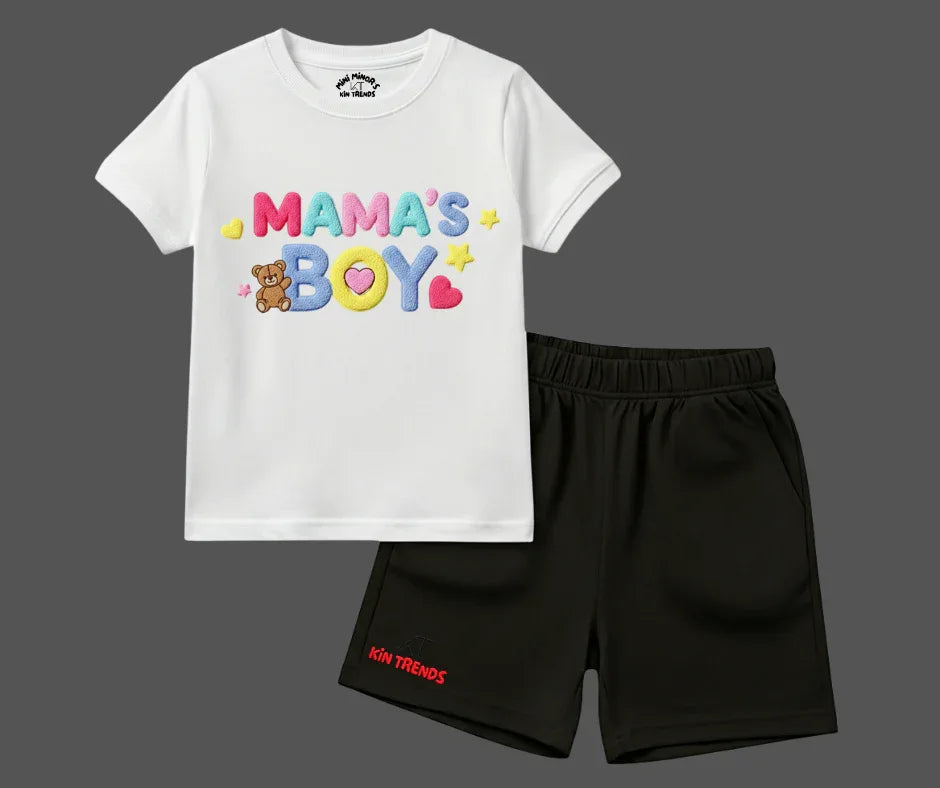 Mama's Boy Emb Shorts Set (Not Embroidered) | Mini Minors Kintrends