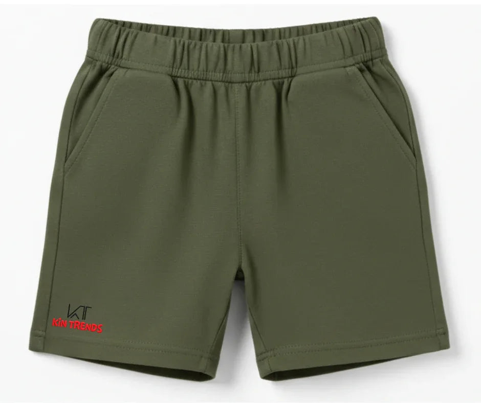 Olive Green cotton shorts for boys and girls | Mini Minors Kintrends