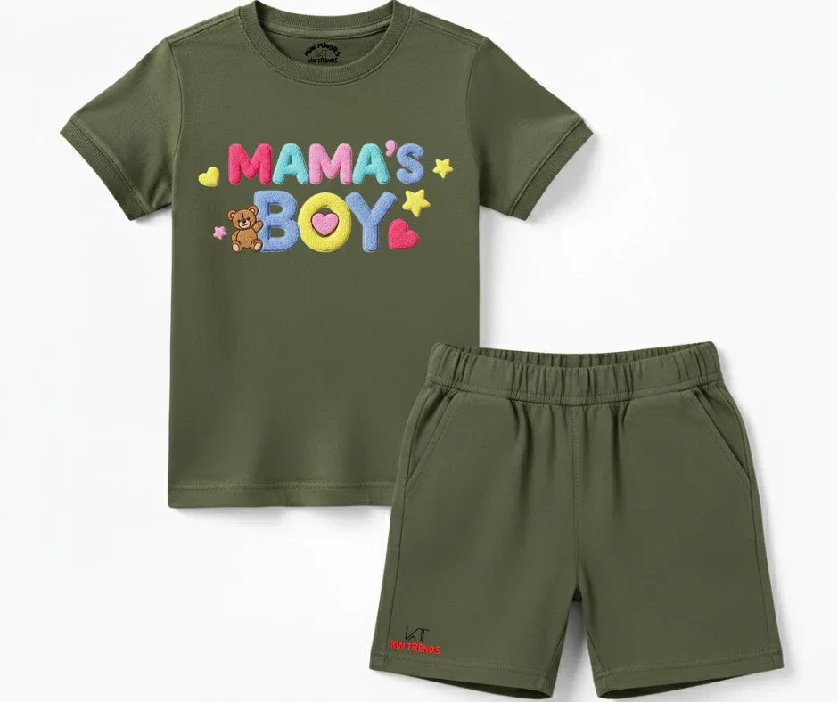 Premium Mama's Boy Shorts Set (Not Embroidered) - Kin Trends