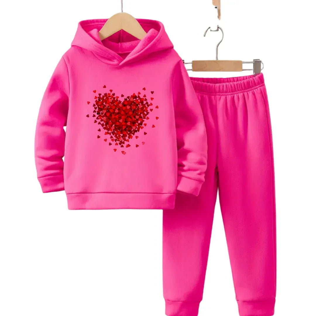 New Red Heart Hoodie Tracksuit - Kin Trends