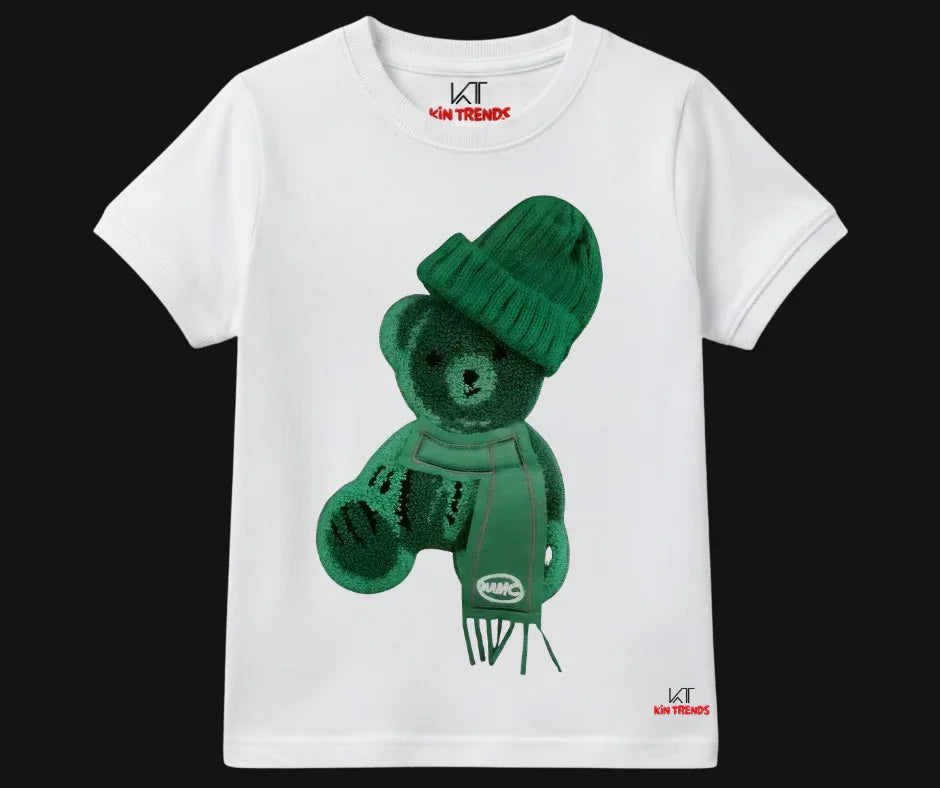 Greeny Bear Tee (Not Embroidered) Kids T shirt | Mini Minors Kin Trends | Kintrends