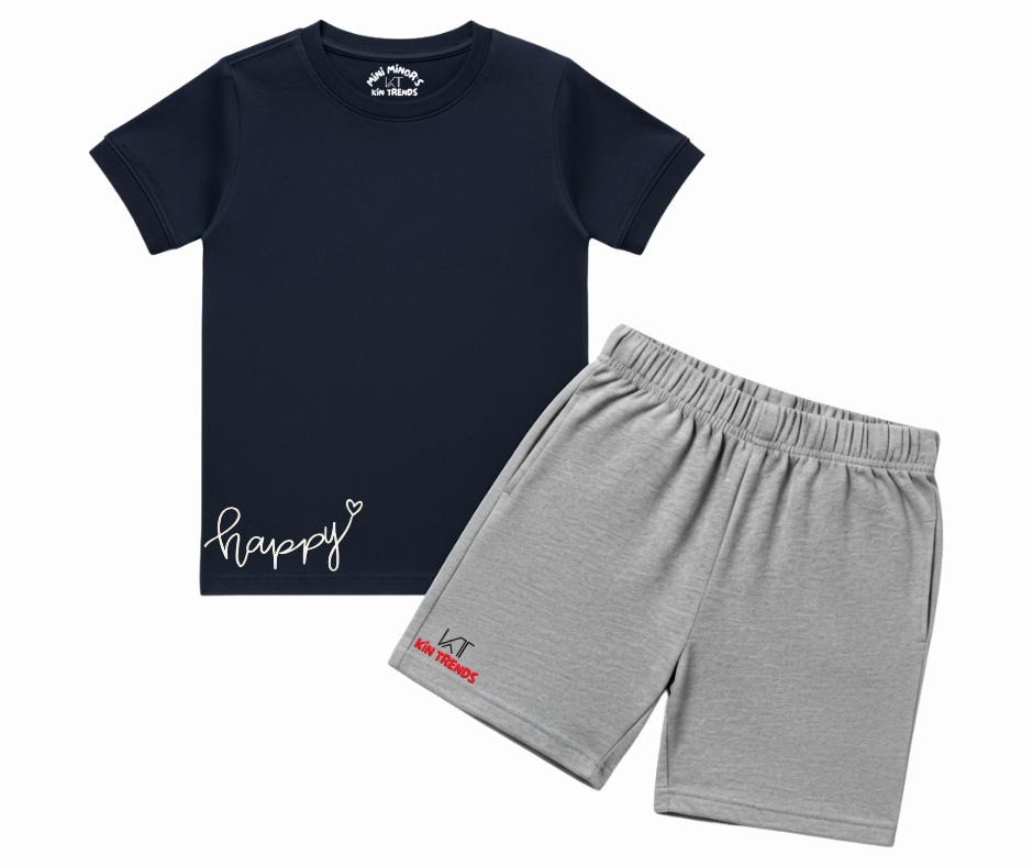 Happy Vibes Summer shorts Set | Kids T shirt and shorts| Mini Minors Kintrends
