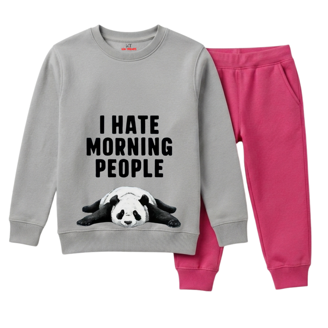 I Hate Morning People Panda Girls Winter Tracksuit - 2 Pcs