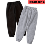 Pack Of 2 Warm Fleece Trousers Grey Black Trousers For Kids - Kin Trends