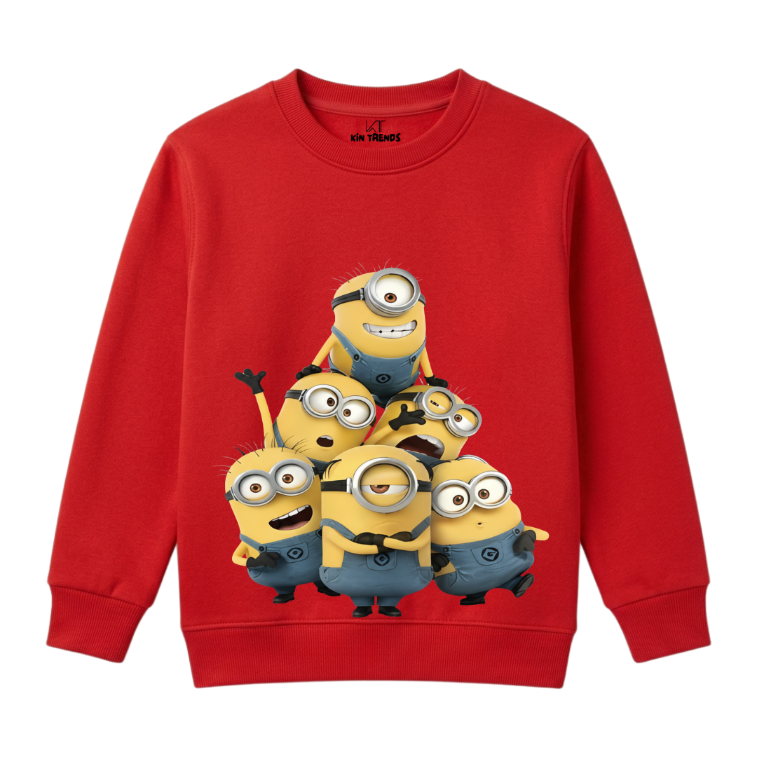 Minions Cartoon Characters Printed Kids Winter Fleece Sweatshirt