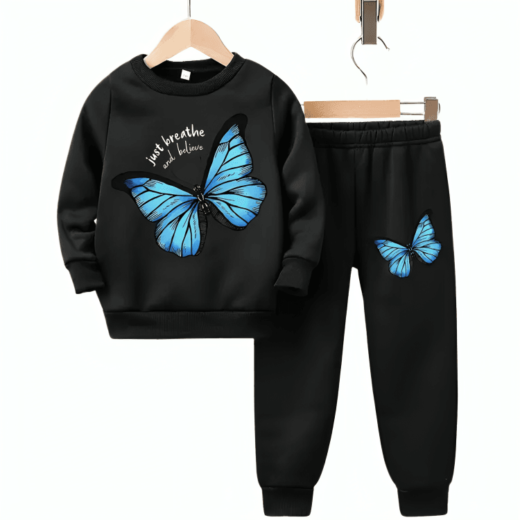 Girls Butterfly Fleece Tracksuit - Kin Trends